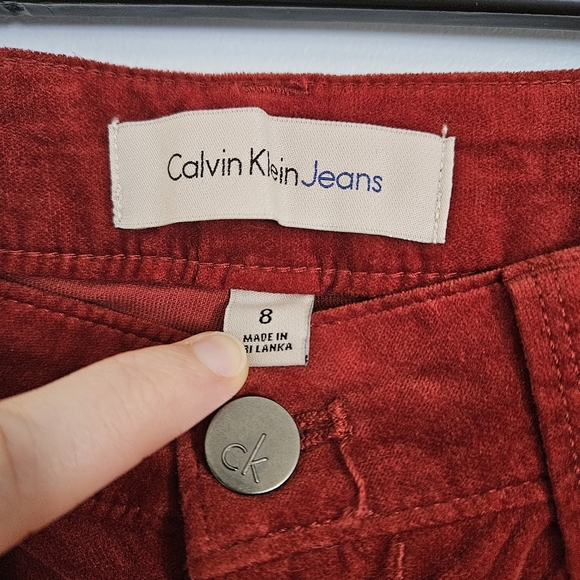 Calvin Klein Jeans Rusty Red Mid Waist Corduroy Fitted Leggings Size 8 - Picture 2 of 7